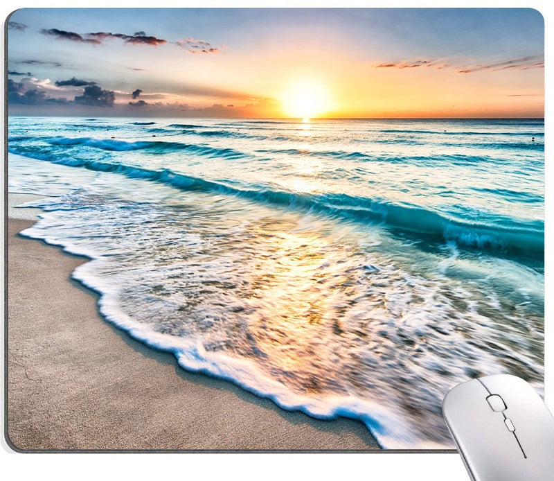 KUOSGM Mouse Pad  Premium-Textured Mouse Mat  Non-Slip Rubber Base Mousepad for Laptop  Computer & PC 9.5?7.9 in Beach Sunset - Image 1